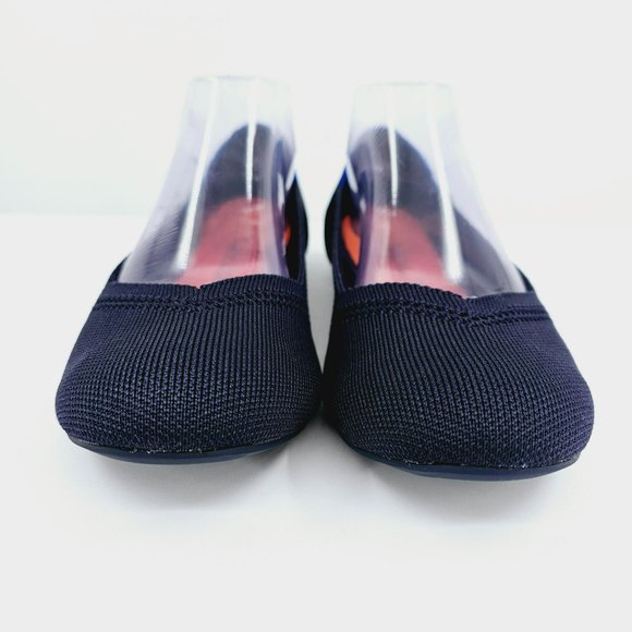 Rothys Maritime Lattice Stitch Flats 11 Navy Blue Round Toe Knit Retired Slip On - Picture 13 of 15